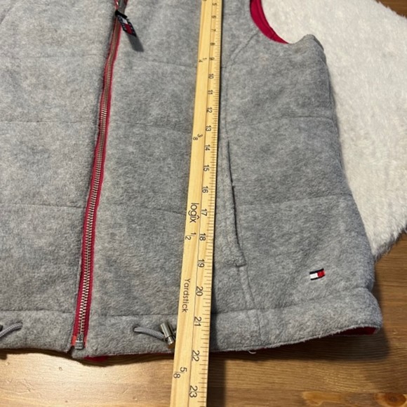 TOMMY HILFIGER Reversible Fleece Winter Vest Gray Pink Vest Pockets Size Medium - Picture 12 of 12